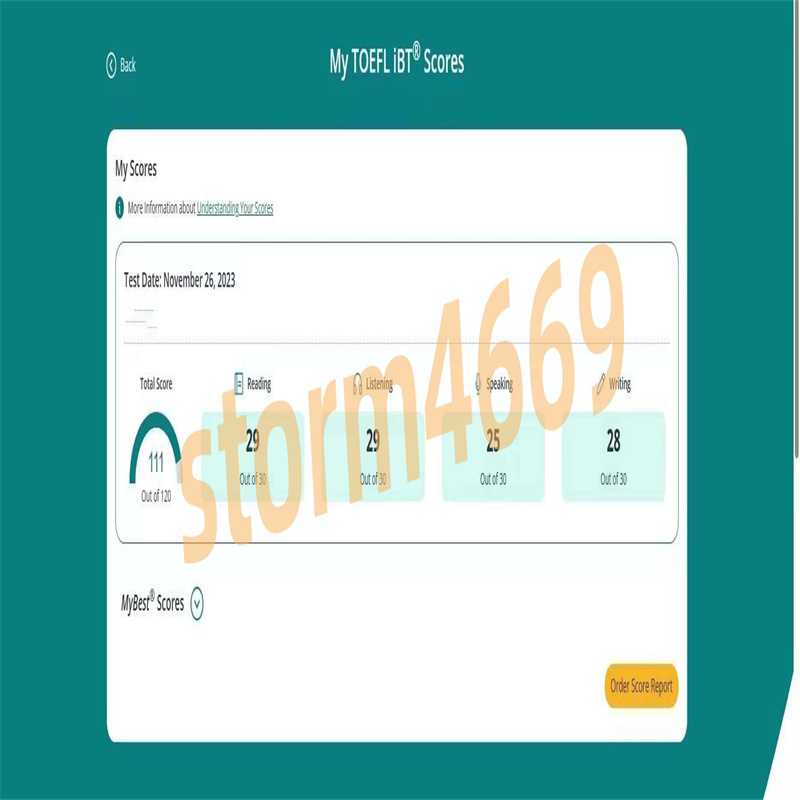 天津某同学托福考试替考出111